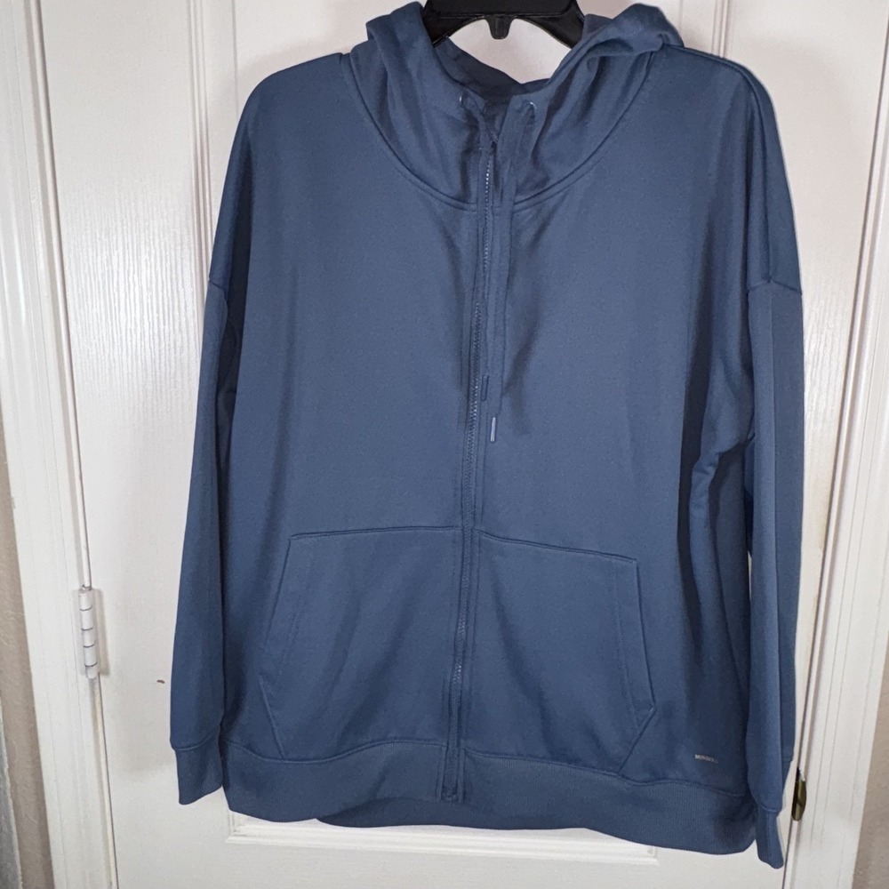 Mondetta Men's XL Blue Zip Jacket Kangaroo Pocket Ribbed Hem EUC Athletic Style‎